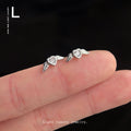 Silver Heart Angel Wing Clear Crystal Stud Earrings view 1
