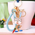 Jeweled Carrot Rabbit Keychains in Three Colors with Two Wrist Loop Options view 4