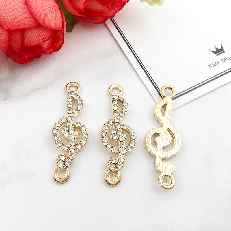 Rhinestone Zinc Alloy Crown Music Note Starfish Leaf Connector Charms for DIY Jewelry