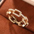 Clear Stone Chain-Link Band Ring In Gold And Silver Tones view 3