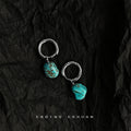 Silver Tone Huggie Hoop And Irregular Turquoise Stone Drop Earrings view 6