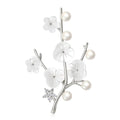 Pearl Plum Blossom Branch Brooch Gold or Silver Tone view 2