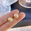 Matte Brushed Metal Ball Stud Earrings Gold Silver Two Sizes view 7