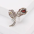 Crystal Feather Brooch Multicolor Rhinestone Pearl Drop view 1