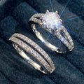 Silver Tone Round Crystal Four Piece Ring Set Jewelry view 2