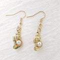 Gold Pearl Scallop Shell Conch Drop Earrings 2 Styles view 3