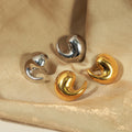 Chubby Teardrop Curl Stud Earrings Gold Or Silver Tone view 2
