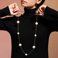 Long Station Necklace With Spaced Shell Pearl Beads view 4