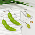 Realistic Green Edamame Pod and Bean Drop Earrings in Two Sizes view 4