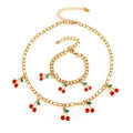 Red Crystal Cherry Charm Necklace and Bracelet Collection view 5