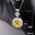 Silver Square Halo Pendant Necklace Yellow Or Pink Stone view 5
