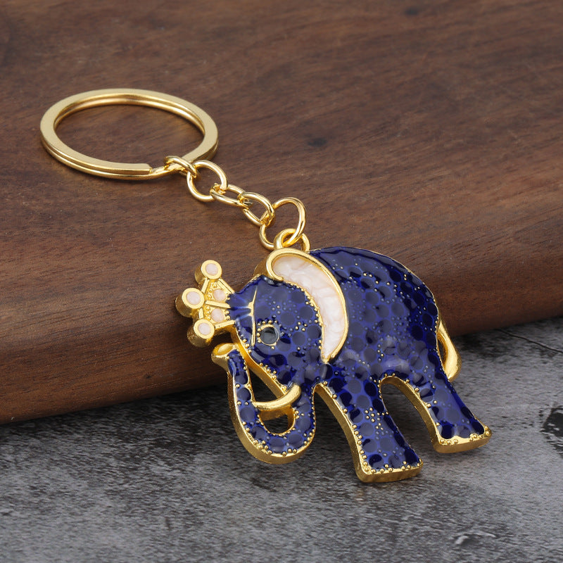 3D Elephant Enamel Metal Keychain for Car Keys and Bag Charm