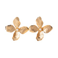 Hammered Gold Flower Pearl Look Oversized Statement Earrings view 5