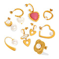 Metal Heart Pearl Earring Assortment Gold Steel Rose Gold view 5