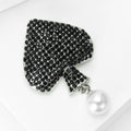 Black Spade Pearl Drop Brooch in Black for Jackets and Scarves view 3
