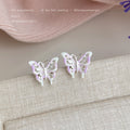 Silver Openwork Butterfly Stud Earrings Lilac Enamel view 3