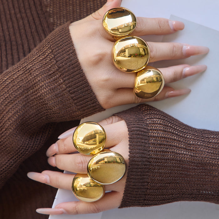 Oversized Domed Statement Rings in Three Gold Tone Designs
