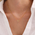 Stainless Steel Pave Zircon Butterfly Outline Necklace Gold Steel view 3