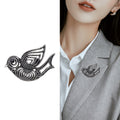 Antique Scrollwork Bird Brooch in Silver and Gold for Jackets and Scarves view 3