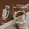 Cross Pave Openwork Huggie Hoop Earrings Gold White Tone view 4