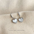 Silver Mother-of-Pearl Heart Drop Hook Earrings Pair view 4