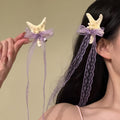 White Starfish Purple Lace Ribbon Bow Duckbill Hair Clip view 1