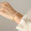 Gold Twisted Rope Freshwater Pearl OT Toggle Bracelet 17cm view 6