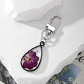 Black Outline Geometric Pressed Flower Clip Keychains view 4