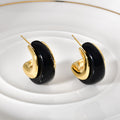 Color Resin Chunky Hoop Studs with Gold Tone Inner Curves view 8