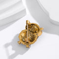 Green Gold Tone Owl Crystal Two Designs Metal Brooch Pin view 3