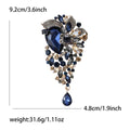 Crystal Floral Cluster Drop Brooch in Blue or Brown Purple view 5