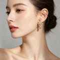 Colorful Painted Flower Cascade Gold Tone Stud Earrings view 1