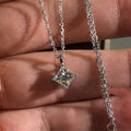 Silver Tone Square Solitaire Pendant Necklace Polished Jewelry view 2