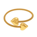 Gold Steel Open Double Heart Mesh Cuff Bangle Bracelets view 5