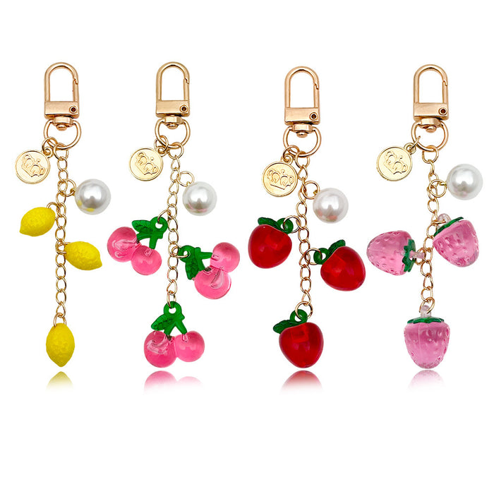 Strawberry, Cherry and Lemon Charm Keychains in 39 Pictured Variations for Bags and Keys