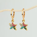 Gold Tone Multicolor Crystal Sea Animal Huggie Drop Earrings view 2