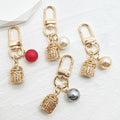 Gold Birdcage Pearl Bead Keychains Lobster Clasp 4 Colors view 1