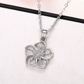 Silver Five Petal Flower Clear CZ Pendant Necklace view 4