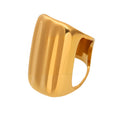 Wide Open Wave Ridged Statement Ring Gold Or Steel Tone view 5