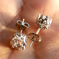 Silver Eight Prong Round Clear CZ Classic Stud Earrings view 2