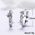 Silver Tone Star and Moon Clear Stone Small Hoop Earrings view 5