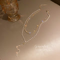 Gold Multi-Layer Pearl Rhinestone Y Lariat Necklace Single Style view 4