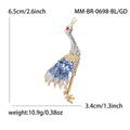 Colorful Long Leg Crane Brooch With Faceted Crystals And Polished Metal Details view 8