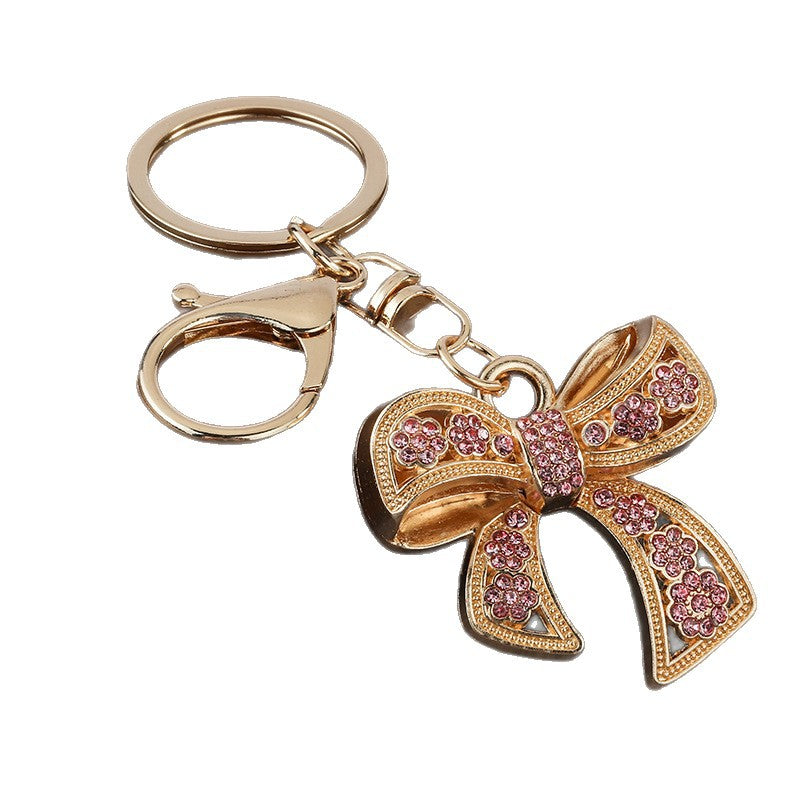 Rhinestone Bow Keychain Zinc Alloy Bag Charm Pendant