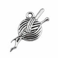 Yarn Ball and Knitting Needles Metal Pendant in Silver Tone view 3
