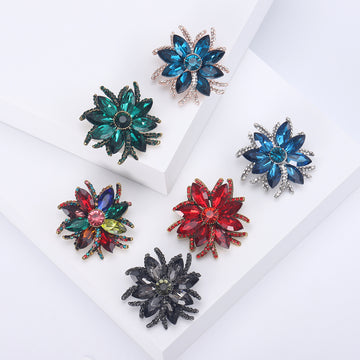 Layered Crystal Flower Brooch in Five Jewel Colorways
