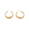 Textured Crisscross Metal Hoop Earrings Decorative Jewelry Design view 5