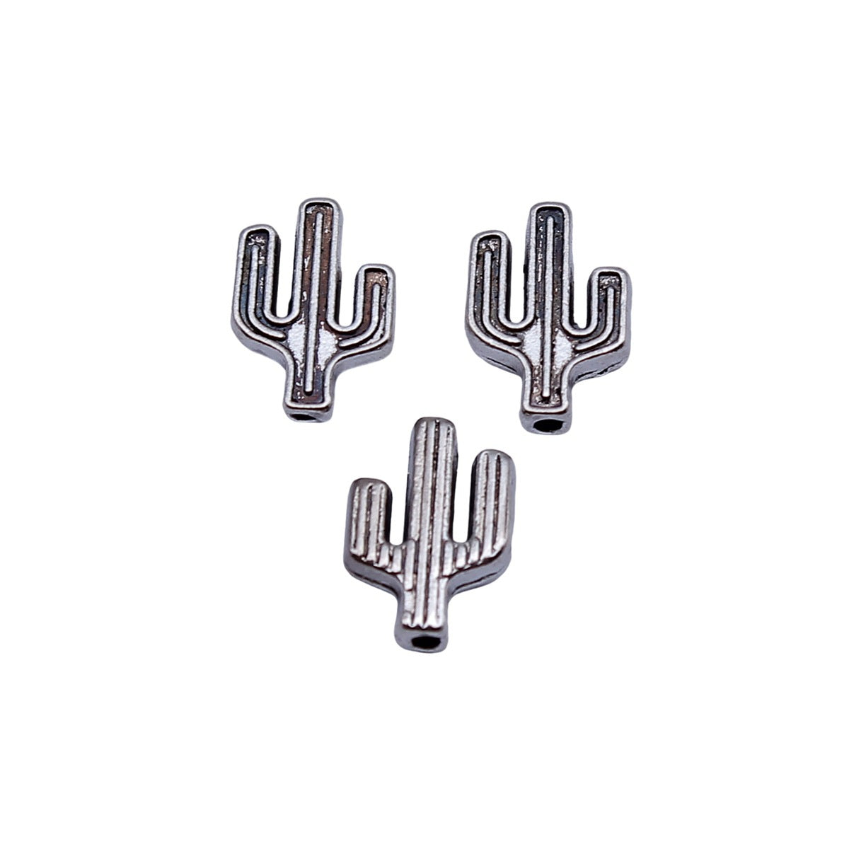 10x7.5mm 0.53g Antique Silver Zinc Alloy Cactus Small Hole Beads for Bracelet Necklace DIY Making