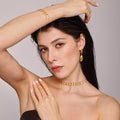 Gold Stainless Steel Rhombus Charm Choker Necklace Bracelet view 4