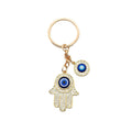 Gold and Silver Tone Crystal Hamsa Evil Eye Split Ring Keychains view 5